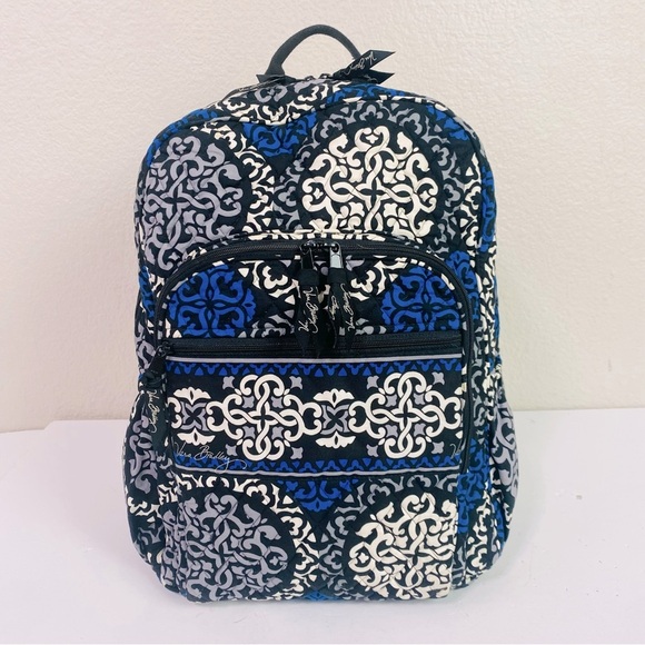 Vera Bradley Canterberry Cobalt Large Campus Backpack 15” x 11” x 5” - Picture 2 of 11